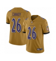 Men's Baltimore Ravens #26 Maurice Canady Limited Gold Inverted Legend Football Jersey