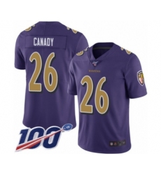 Men's Baltimore Ravens #26 Maurice Canady Limited Purple Rush Vapor Untouchable 100th Season Football Jersey