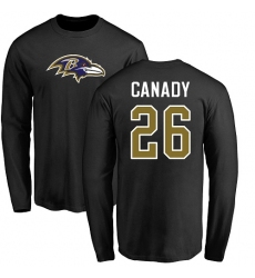 NFL Nike Baltimore Ravens #26 Maurice Canady Black Name & Number Logo Long Sleeve T-Shirt