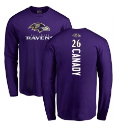 NFL Nike Baltimore Ravens #26 Maurice Canady Purple Backer Long Sleeve T-Shirt