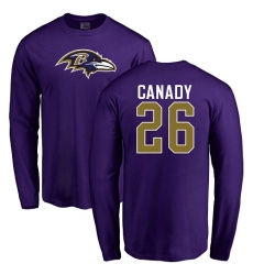 NFL Nike Baltimore Ravens #26 Maurice Canady Purple Name & Number Logo Long Sleeve T-Shirt