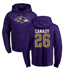 NFL Nike Baltimore Ravens #26 Maurice Canady Purple Name & Number Logo Pullover Hoodie