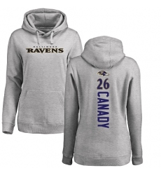 NFL Women's Nike Baltimore Ravens #26 Maurice Canady Ash Backer Pullover Hoodie