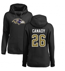 NFL Women's Nike Baltimore Ravens #26 Maurice Canady Black Name & Number Logo Pullover Hoodie