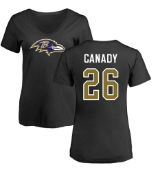 NFL Women's Nike Baltimore Ravens #26 Maurice Canady Black Name & Number Logo T-Shirt