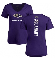 NFL Women's Nike Baltimore Ravens #26 Maurice Canady Purple Backer T-Shirt