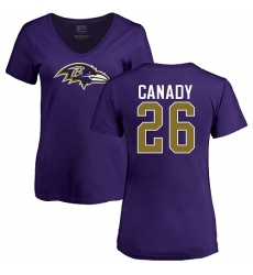 NFL Women's Nike Baltimore Ravens #26 Maurice Canady Purple Name & Number Logo T-Shirt