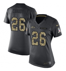 Women Nike Baltimore Ravens #26 Maurice Canady Limited Black 2016 Salute to Service NFL Jersey