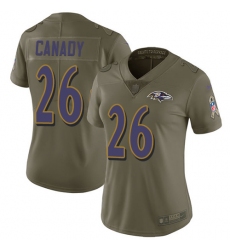 Women Nike Baltimore Ravens #26 Maurice Canady Limited Olive 2017 Salute to Service NFL Jersey