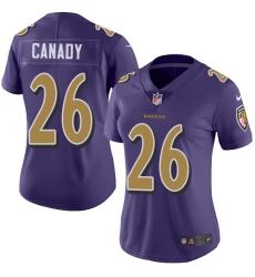 Women Nike Baltimore Ravens #26 Maurice Canady Limited Purple Rush Vapor Untouchable NFL Jersey