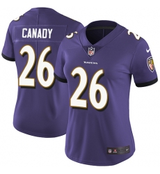 Women Nike Baltimore Ravens #26 Maurice Canady Purple Team Color Vapor Untouchable Limited Player NFL Jersey