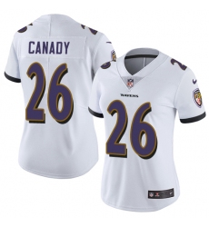 Women Nike Baltimore Ravens #26 Maurice Canady White Vapor Untouchable Limited Player NFL Jersey