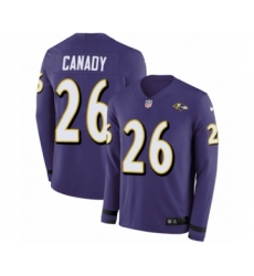 Youth Nike Baltimore Ravens #26 Maurice Canady Limited Purple Therma Long Sleeve NFL Jersey