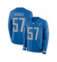 Men's Nike Detroit Lions #57 Eli Harold Limited Blue Therma Long Sleeve NFL Jersey