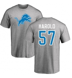NFL Nike Detroit Lions #57 Eli Harold Ash Name & Number Logo T-Shirt