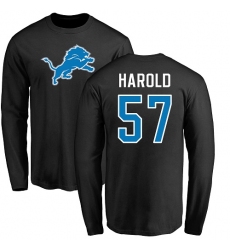 NFL Nike Detroit Lions #57 Eli Harold Black Name & Number Logo Long Sleeve T-Shirt