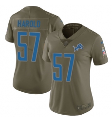 Women Nike Detroit Lions #57 Eli Harold Limited Olive 2017 Salute to Service NFL Jersey