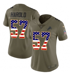 Women Nike Detroit Lions #57 Eli Harold Limited Olive USA Flag Salute to Service NFL Jersey