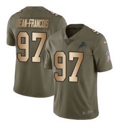 Men's Nike Detroit Lions #97 Ricky Jean Francois Limited Olive Gold Salute to Service NFL Jersey