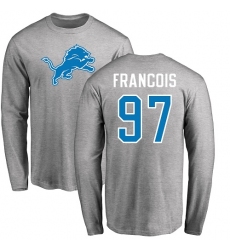 NFL Nike Detroit Lions #97 Ricky Jean Francois Ash Name & Number Logo Long Sleeve T-Shirt