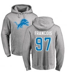 NFL Nike Detroit Lions #97 Ricky Jean Francois Ash Name & Number Logo Pullover Hoodie