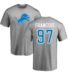 NFL Nike Detroit Lions #97 Ricky Jean Francois Ash Name & Number Logo T-Shirt