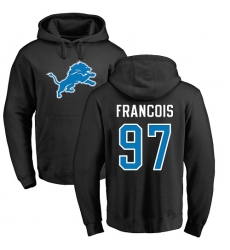 NFL Nike Detroit Lions #97 Ricky Jean Francois Black Name & Number Logo Pullover Hoodie
