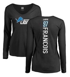 NFL Women's Nike Detroit Lions #97 Ricky Jean Francois Black Backer Long Sleeve T-Shirt