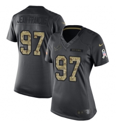 Women's Nike Detroit Lions #97 Ricky Jean Francois Limited Black 2016 Salute to Service NFL Jersey