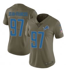 Women's Nike Detroit Lions #97 Ricky Jean Francois Limited Olive 2017 Salute to Service NFL Jersey