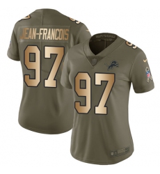 Women's Nike Detroit Lions #97 Ricky Jean Francois Limited Olive Gold Salute to Service NFL Jersey