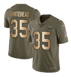 Men's Nike Green Bay Packers #35 Jermaine Whitehead Limited Olive Gold 2017 Salute to Service NFL Jersey