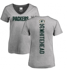 NFL Women's Nike Green Bay Packers #35 Jermaine Whitehead Ash Backer V-Neck T-Shirt