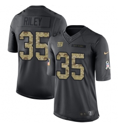 Men's Nike New York Giants #35 Curtis Riley Limited Black 2016 Salute to Service NFL Jersey