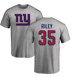 NFL Nike New York Giants #35 Curtis Riley Ash Name & Number Logo T-Shirt