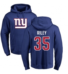 NFL Nike New York Giants #35 Curtis Riley Royal Blue Name & Number Logo Pullover Hoodie