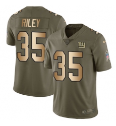 Youth Nike New York Giants #35 Curtis Riley Limited Olive Gold 2017 Salute to Service NFL Jersey
