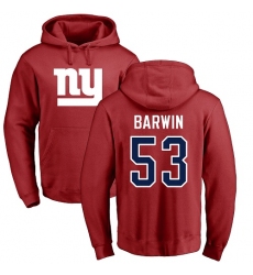 NFL Nike New York Giants #53 Connor Barwin Red Name & Number Logo Pullover Hoodie