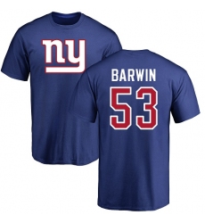NFL Nike New York Giants #53 Connor Barwin Royal Blue Name & Number Logo T-Shirt