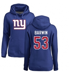 NFL Women's Nike New York Giants #53 Connor Barwin Royal Blue Name & Number Logo Pullover Hoodie