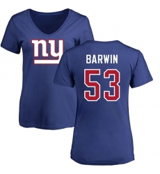 NFL Women's Nike New York Giants #53 Connor Barwin Royal Blue Name & Number Logo T-Shirt