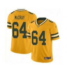 Women's Green Bay Packers #64 Justin McCray Limited Gold Inverted Legend Football Jersey