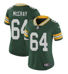 Women's Nike Green Bay Packers #64 Justin McCray Green Team Color Vapor Untouchable Limited Player NFL Jersey