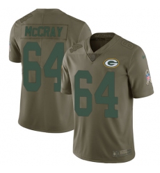 Youth Nike Green Bay Packers #64 Justin McCray Limited Olive 2017 Salute to Service NFL Jersey