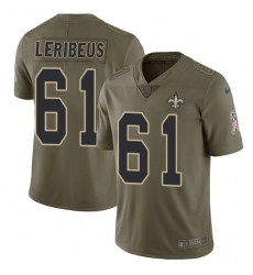 Men's Nike New Orleans Saints #61 Josh LeRibeus Limited Olive 2017 Salute to Service NFL Jersey
