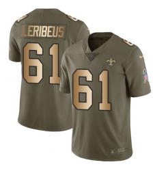 Youth Nike New Orleans Saints #61 Josh LeRibeus Limited Olive Gold 2017 Salute to Service NFL Jersey