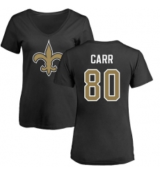NFL Women's Nike New Orleans Saints #80 Austin Carr Black Name & Number Logo Slim Fit T-Shirt