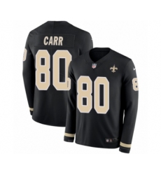 Youth Nike New Orleans Saints #80 Austin Carr Limited Black Therma Long Sleeve NFL Jersey