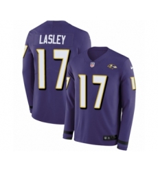 Men's Nike Baltimore Ravens #17 Jordan Lasley Limited Purple Therma Long Sleeve NFL Jersey