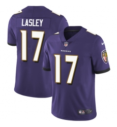 Men's Nike Baltimore Ravens #17 Jordan Lasley Purple Team Color Vapor Untouchable Limited Player NFL Jersey